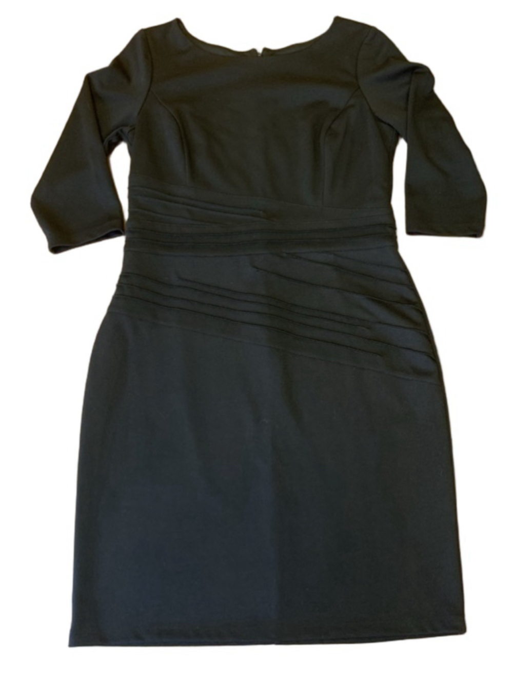 Ellen Tracy Dress 10 Black 3/4 Sleeve Back Zipper